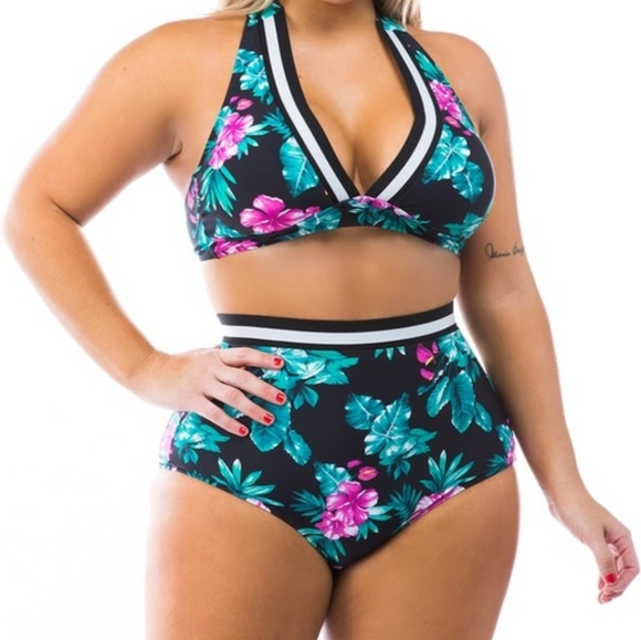 Tropical High Waisted Two Piece Swimsuit - Picture 6 of 10